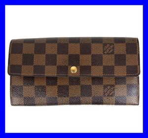 ●美品 ヴィトン VUITTON ヴィトン 二つ折り長財布 N61734 ダミエ ポルトフォイユサラ 市松模様 男女兼用 PVC×レザー 革 Z0855