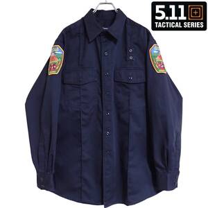 5475/良好5.11TACTICAL SERIES 長袖シャツ M ASHEVILLE FIRE DEPARTMENT ACCREDITED AGENCY消防署ワッペン付 ミリタリー タクティカル 古着