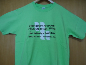 即決　ハワイ　ハワイ大学　スタッフ　Ｔシャツ　黄緑色　ＸＬ