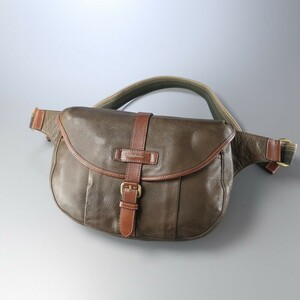 TE1178■ポール スミス/Paul Smith*レザー ショルダーバッグ*ボディバッグ*斜め掛け 鞄*フラップ*オリーブグリーン系