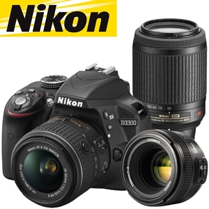 ニコン Nikon D3300 トリプルレンズセット カメラ レンズ 一眼レフ 中古