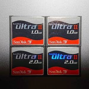 CFカード コンパクトフラッシュ サンディスク ウルトラ2 SanDisk Ultra II Compact Flash 1GB 2点 2GB 2点 初期化済み 計4点おまとめ