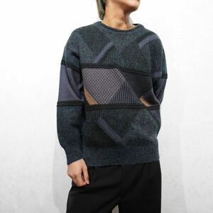 EU VINTAGE B.S.R. PATTERNED DESIGN KNIT/ヨーロッパ古着柄デザインニット