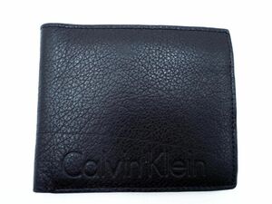 ネコポスOK Calvin Klein カルバンクライン 牛革 レザー 二つ折り 財布 茶 ■■ ☆ ebc2 メンズ