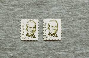USA258　アメリカ　1983年　グレート・アメリカン・シリーズ　政治家 H.クレイ　3セント　1種　単片切手2枚
