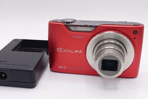 【B02-271】 CASIO EXILIM EX-Z450 12.1 MEGAPIXELS EXILIM 28mm WIDEOPTICAL 4× f=4.9-19.6mm 1:2.6-5.8 充電器付き 通電OK[KE606]