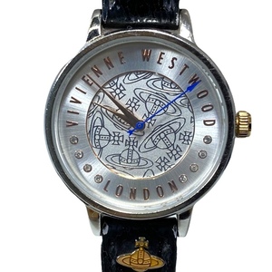 【稼働品】Vivienne Westwood ヴィヴィアン ウエストウッド VV114SLBK 腕時計 アナログ 時計 クオーツ クリスタルストーン シルバー