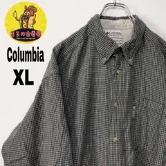 usa古着 Columbia ネルシャツ　XL  グリーン　ホワイト　チェック