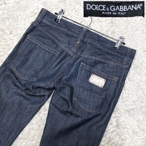 【美品★ロゴプレート付き】サイズ44(W82cm) DOLCE＆GABBANA デニムパンツ/ジーンズ◆濃紺☆ドルチェアンドガッバーナ (11121)