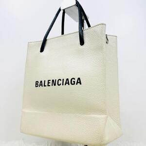 【極美品】バレンシアガ BALENCIAGA ショッピングトート XXS ハンドバッグ トートバッグ レザー 本革 ホワイト 白 型番：528655