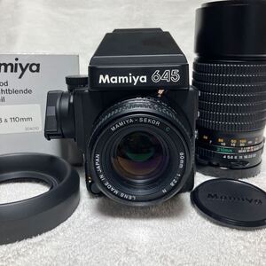 Mamiya 645 Super 80mm 2.8 N Sekor C 210mm 1:4 レンズフード付き 動作未確認、ジャンク