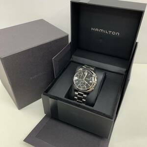 【美品】HAMILTOM ハミルトン 時計 腕時計 メンズ 紳士用 シルバー 黒文字盤 クォーツ H765120