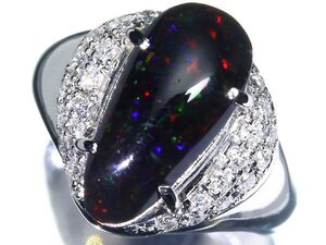 KV14052SS【1円～】新品【RK宝石】≪opal≫ 神秘の宝石!! 極上オパール 大粒2.2ct!! 極上ダイヤモンド Pt900 高級リング ダイヤ