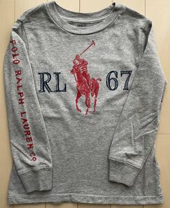 POLO RALPH LAUREN ポロ ラルフローレン☆長袖 Tシャツ ロンT☆4T サイズ 110☆ポニー ロゴマーク グレー☆着用回数少なめ