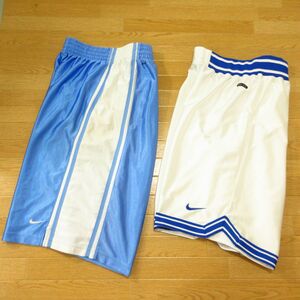 ◎良品 90s！NIKE Basketball ナイキ バスケ XXL 2本セット！◆ハーフパンツ ジャージ バスパン◆メンズ グレーx白◆CA0309