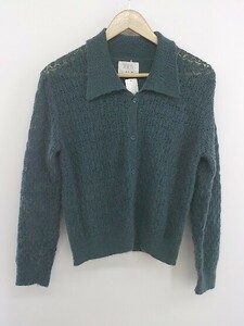 ◇ ZARA ザラ キッズ 子供服 三角襟 長袖 ニット カーディガン サイズ 13-14 164cm モスグリーン系 レディース P