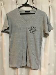 良品【AVIREX/アヴィレックス】半袖ワッフルTシャツ/M★グレー★レディース★USED