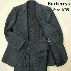 1円～ 【正規品/極美品】 Burberrys バーバリーズ　セットアップ　3ピース　2B　L　ウール100　グレー系　スーツ　希少　ヴィンテージ　