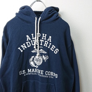 ALPHA アルファ パーカー フーディー U.S. MARINE アメリカ海軍 ネイビー 紺 sizeM