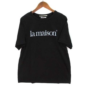 マリアプラス Maglia Plus La maison Tシャツ カットソー 半袖 ブラック 黒 M 日本製 レディース