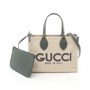 グッチ プリント ミニ トートバッグ ブランドオフ GUCCI キャンバス トートバッグ コットンリネンキャンバス レディース