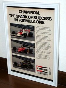 1985年 USA 洋書雑誌広告 額装品 Champion (A4size) / 検索用 Marlboro McLaren Ferrari Lotus F1 店舗 ガレージ 看板 ディスプレイ サイン