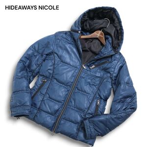 HIDEAWAYS NICOLE ハイダウェイ ニコル 秋冬 フード着脱可★ ドット柄 ダブルジップ ダウン ジャケット Sz.48　メンズ　C4T10729_B#N