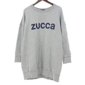 【PRICE DOWN】ZUCCA ロゴプリント クルーネック スウェット ワンピース グレー レディースM