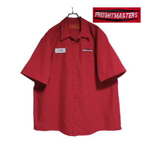 RED KAP 半袖ワークシャツ size 2XL オーバーサイズ レッド ゆうパケットポスト可 胸 刺繍 FREIGHT MASTERS 古着 洗濯 プレス済 e23