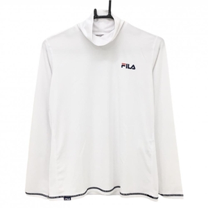 【超美品】フィラゴルフ ハイネックインナーシャツ 白 胸元ロゴ ストレッチ レディース LL ゴルフウェア FILA GOLF