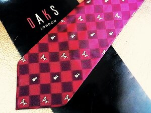 ★良品★3R03189【DAKS】ダックス「犬 いぬ 動物 格子 柄」ネクタイ