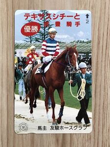 【未使用】テレホンカード　テキサスシチーと武豊騎手　馬主　友駿ホースクラブ　競馬