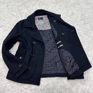 美品!【名品!!】FRED PERRY×LIBERTY フレッドペリー リバティー ピーコート ウール アウター ネイビー ダブル Pコート メンズ Mサイズ 