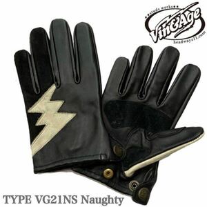 送料0 Vin&Age ヴィンアンドエイジ NAUGHTY SHORT GLOVES ナーティー VG21NS -BLACK-XL スタッズ無し 旧車 70