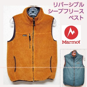 美品 MARMOT シープフリース リバーシブル ベスト テラコッタ カーキ M 検) アウトドア マムート mammut 登山 キャンプ マーモット ボア