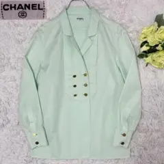 超希少✨CHANEL ココボタン プリーツ ダブル シャツ ミントグリーン M