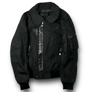 希少!美品15万 RALPH LAUREN BLACK LABEL 中綿 フライト ボンバージャケット MA-1 レザー ダブルジップ L ラルフローレンブラックレーベル 