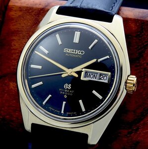 GRAND SEIKO グランド セイコー HI-BEAT 36000 6146-8000 Cap Gold Black Dial メンズ 自動巻き (極美品、OH済み ) 