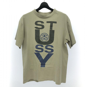 【中古】stussy 80s　Ｔシャツ シャネルロゴ　黒タグ　L　ベージュ　ステューシー[240066142487]