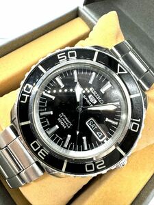 中古品 レア ■ セイコー SEIKO ■ ファイブスポーツ SNZH55J 7S36-04N0 ■ 自動巻き メンズ・ブラック・日本製・稼働品