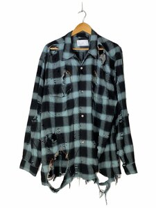 SUGARHILL◆23SS/BURNT OMBRE PLAID BLOUSE/長袖シャツ/0/レーヨン/ブルー/23SSSH15//