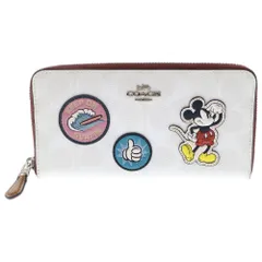 COACH (コーチ) ×Disney Patch Round Wallet ディズニー パッチ グレイシャー ロングウォレット 長財布 ホワイト