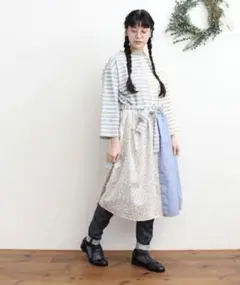 【SALE】figlondon ボーダーはぎはぎワンピース