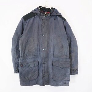 Barbour バブアー CRIEFF フード付き 中綿 オイルドジャケット キルティング 3ワラント 英国 防寒 ネイビー (メンズ M) 中古 古着 N6824