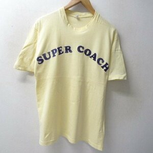 ◆BELTON ベルトン 80s 90s ヴィンテージ SUPER COACH フロッキーロゴ Tシャツ イエロー系 サイズL