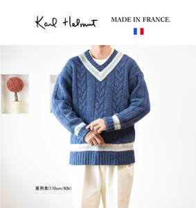 【フランス製】　Karl Helmut(カールヘルム)　クリケットセーター / チルデンニット sizeM　MADE IN FRANCE.