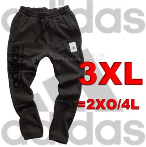 ■新品タグ付■adidas MENS：3XL=2XO 4L ビッグロゴ LOUNGE FLEECE PANTS アディダス フリース 裏起毛 テーパード スウェット ブラック JPN