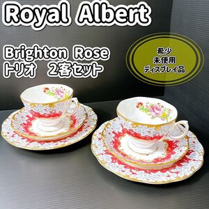 【未使用】Royal Albert ロイヤルアルバート Brighton Rose ブライトンローズ トリオ カップ&ソーサー 2客セット 希少 おすすめ 洋食器