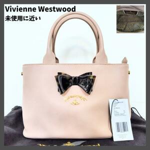 極美品 保存袋有り Vivienne Westwood ヴィヴィアンウエストウッド アングロマニア ハンドバッグ オーブ リボン ワンポイント レディース