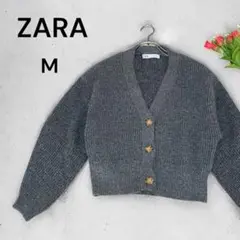 【人気】ZARA ザラ レディースカーディガン グレー M シンプル 秋冬